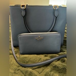 Kate Spade Periwinkle Blue Purse and zip wallet